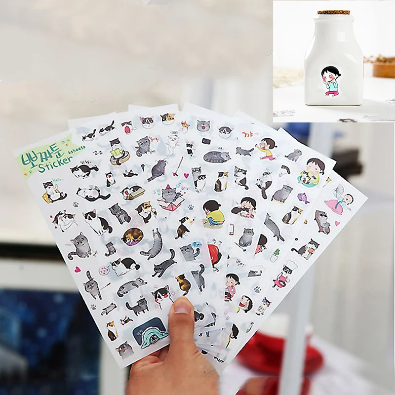 

Fashion 6 Sheets Popular Cute Cat Album Diary Calendar Sticker Label Scrapbooking Craft Gift Patry DIY Decorations