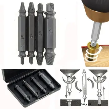 4PCS/Set Double Side Damaged Screw Extractor Drill Bits Out Remover Bolt Stud Tool Wholesale Price