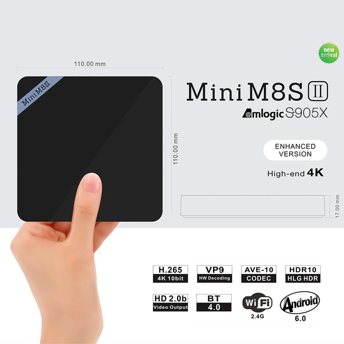 

Mini M8S II S905X Android 6.0 2GB/8GB 4K Smart Media Player TV BOX