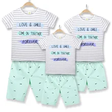 Hot sale parent-child wear fashion striped letter printing T-shirt spot a family of four travel group activities parent-child yizi canvas printed backpacks in parent child style for adults hot sale fun kik