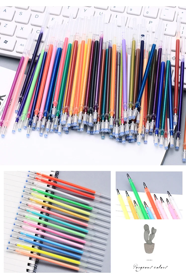 Multicolor Gel Pen Recargas Set, substituível, Flash