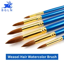 BGLN 6Pcs Set Weasel Hair Professional Watercolor Paint Brush With Box Watercolor Painting Brush Stationery Art