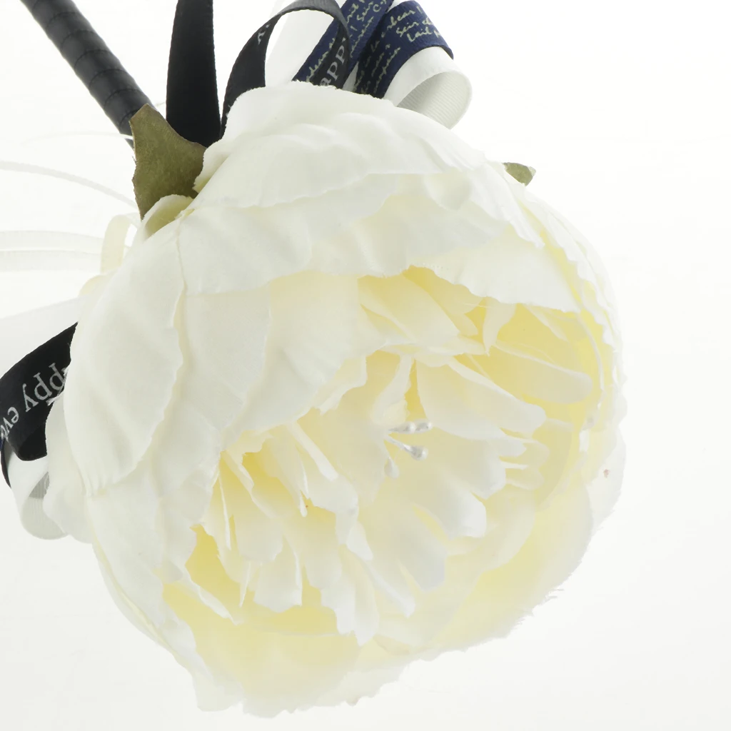 Wedding Guest Book Signing Pen Banquet Party Prom Crystal Ribbon Peony Flower Ball Pen With Ribbon And Flower Ball Decor