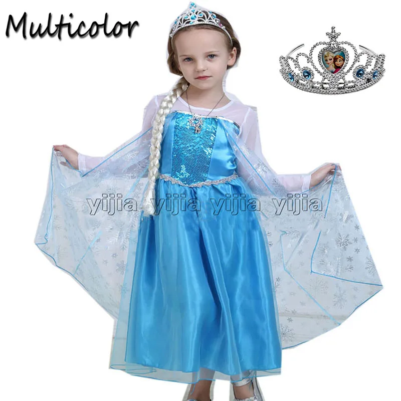 

Multicolor Promotions Hot Sell Elsa Anaa Girls Princess Children Dress Birthday Party Dress For Girls Kids Costume Vestido