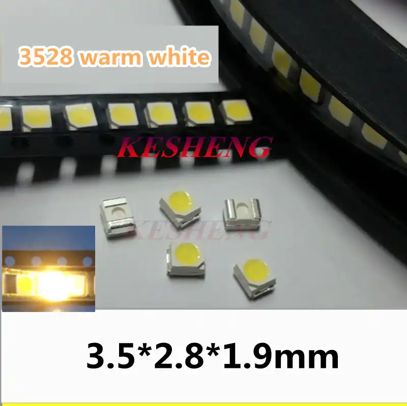 100 шт 1210 SMD SMT 3528 LED теплый белый источник питания Топ PLCC 2 лампа шарик чип для всех
