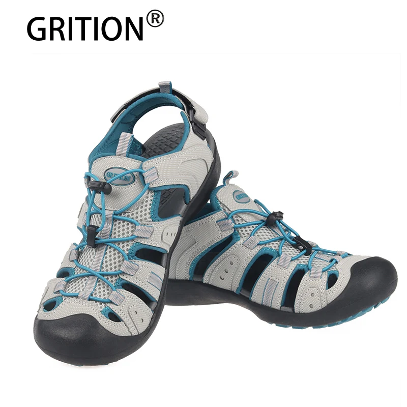 GRITION Women Sandals Close Toe Outdoor Breathable Summer Ladies Beach Shoes Rubber Sole Comfort Hiking Walking Shoes Big Size41