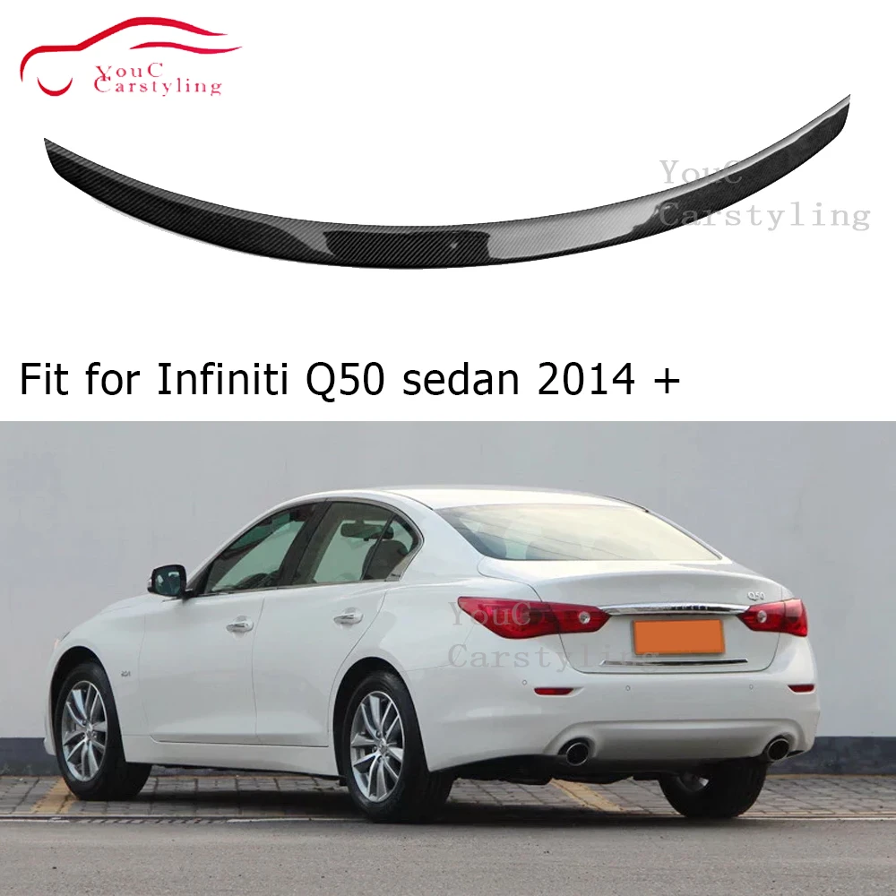 For Infiniti Q50 Carbon Fiber Rear Bumper Spoiler Wing Q50 4door Sedan