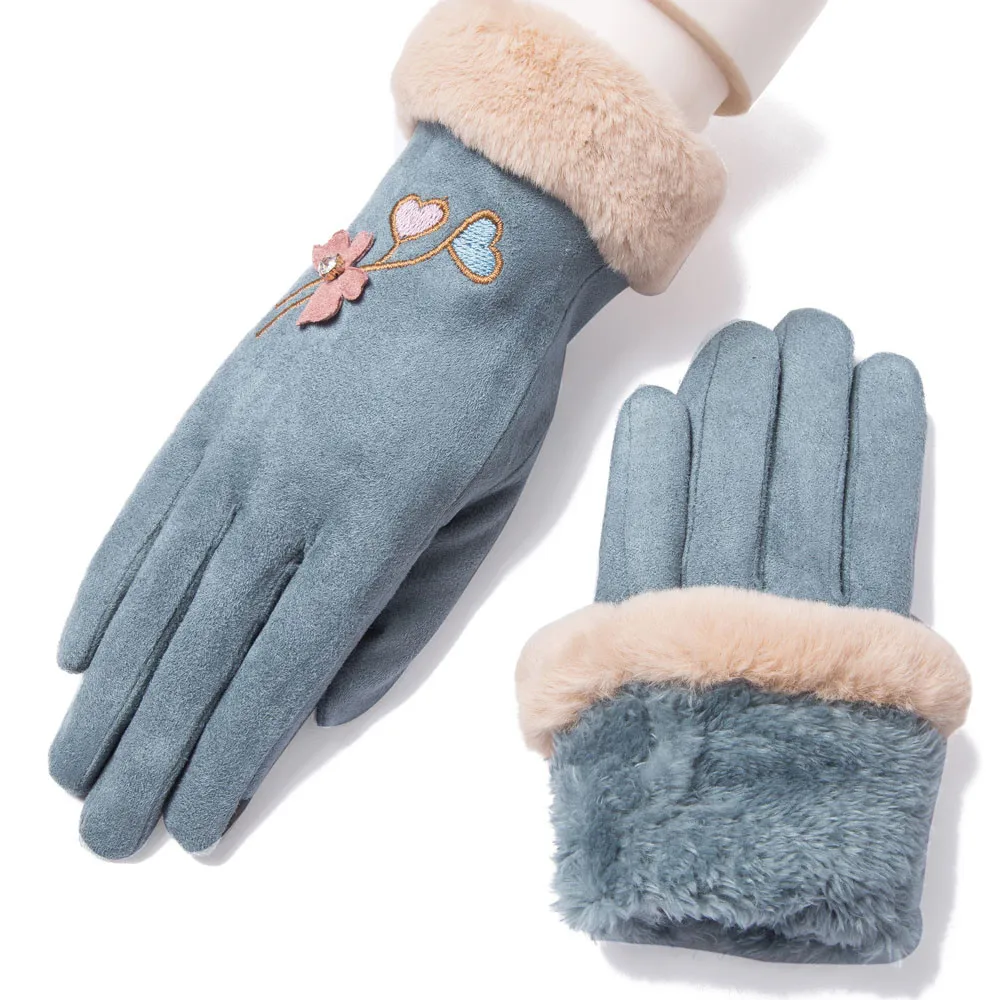 Женские модные зимние мягкие однотонные спортивные теплые перчатки на весь палец, удобные перчатки L50/0102