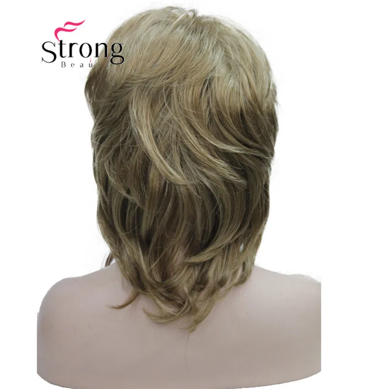 E-3008 #19 New charming fluffy layer light strawberry blonde medium length wavy women's wig (4)