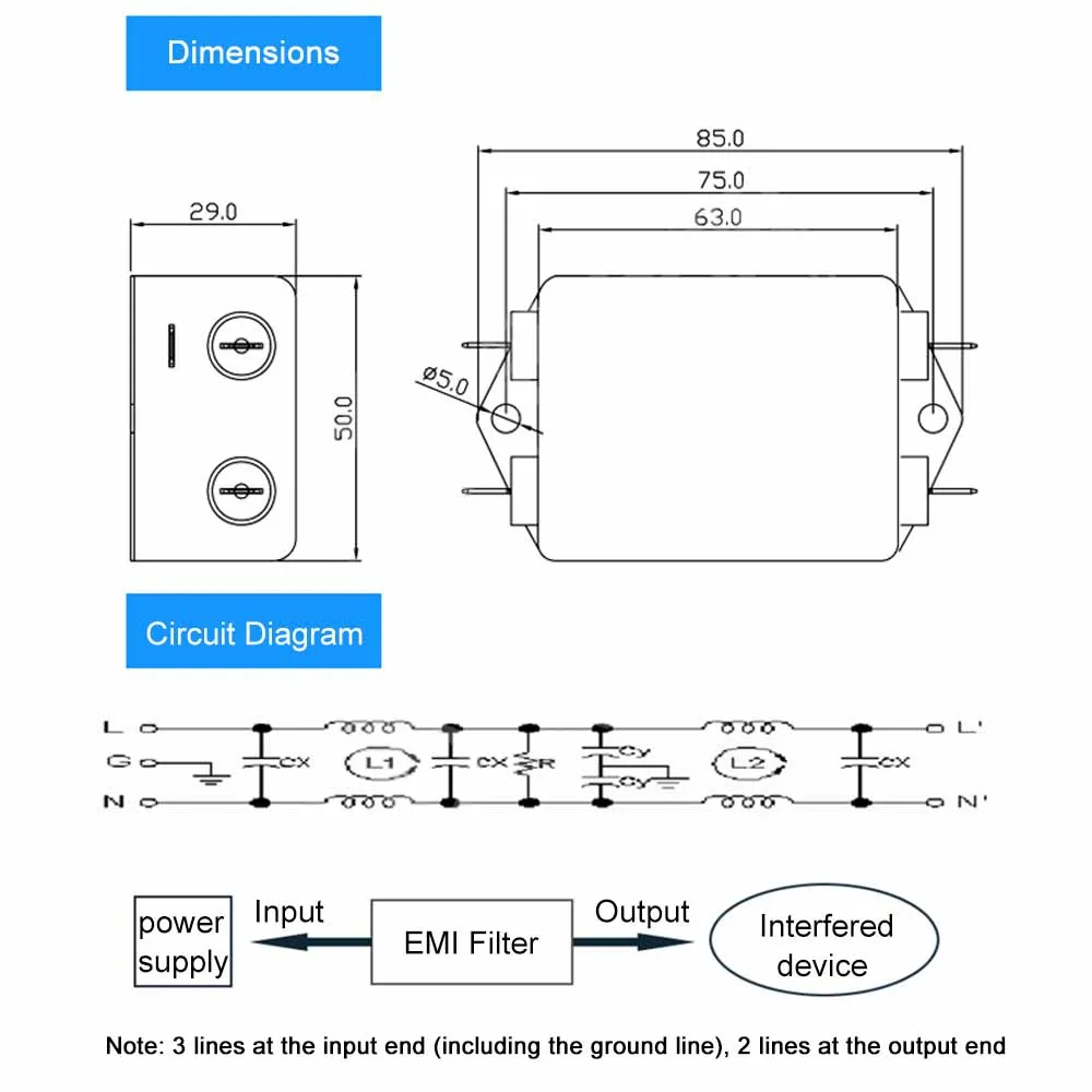 JHCHMX высокое качество Мощность фильтр EMI CW4L2-10A/15A/20A-T Однофазный AC 115 V/250 V 50/60 HZ для Co2 лазерной резки