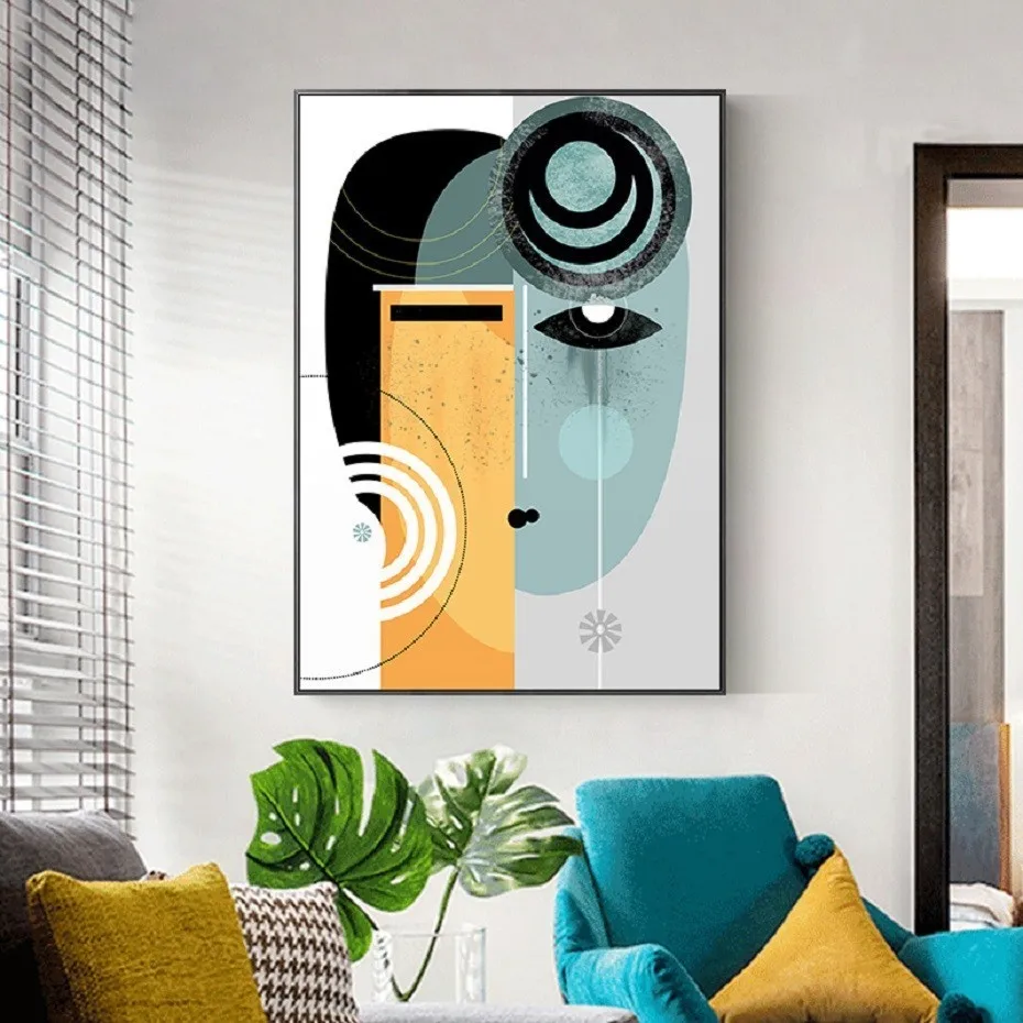 

Abstract Vintage Figure Wall Art Canvas Painting Geometric Posters and Prints POP Pictures for Living Room House Interior Decor