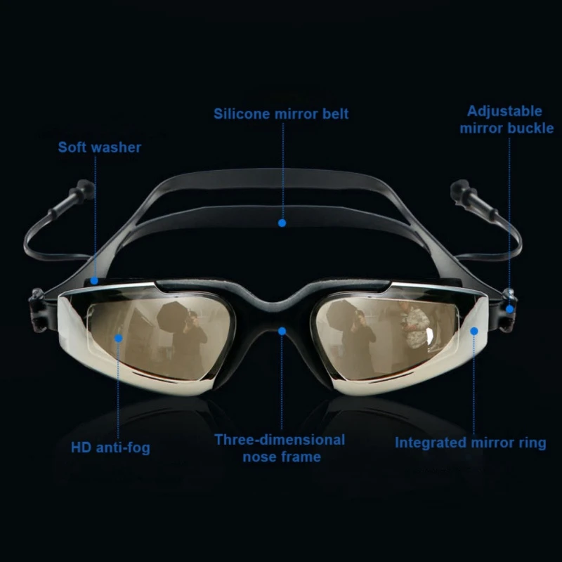 Профессиональные очки для плавания силиконовые мужские и женские детские плавательные очки противотуманные УФ очки для вождения с ушками GMT601