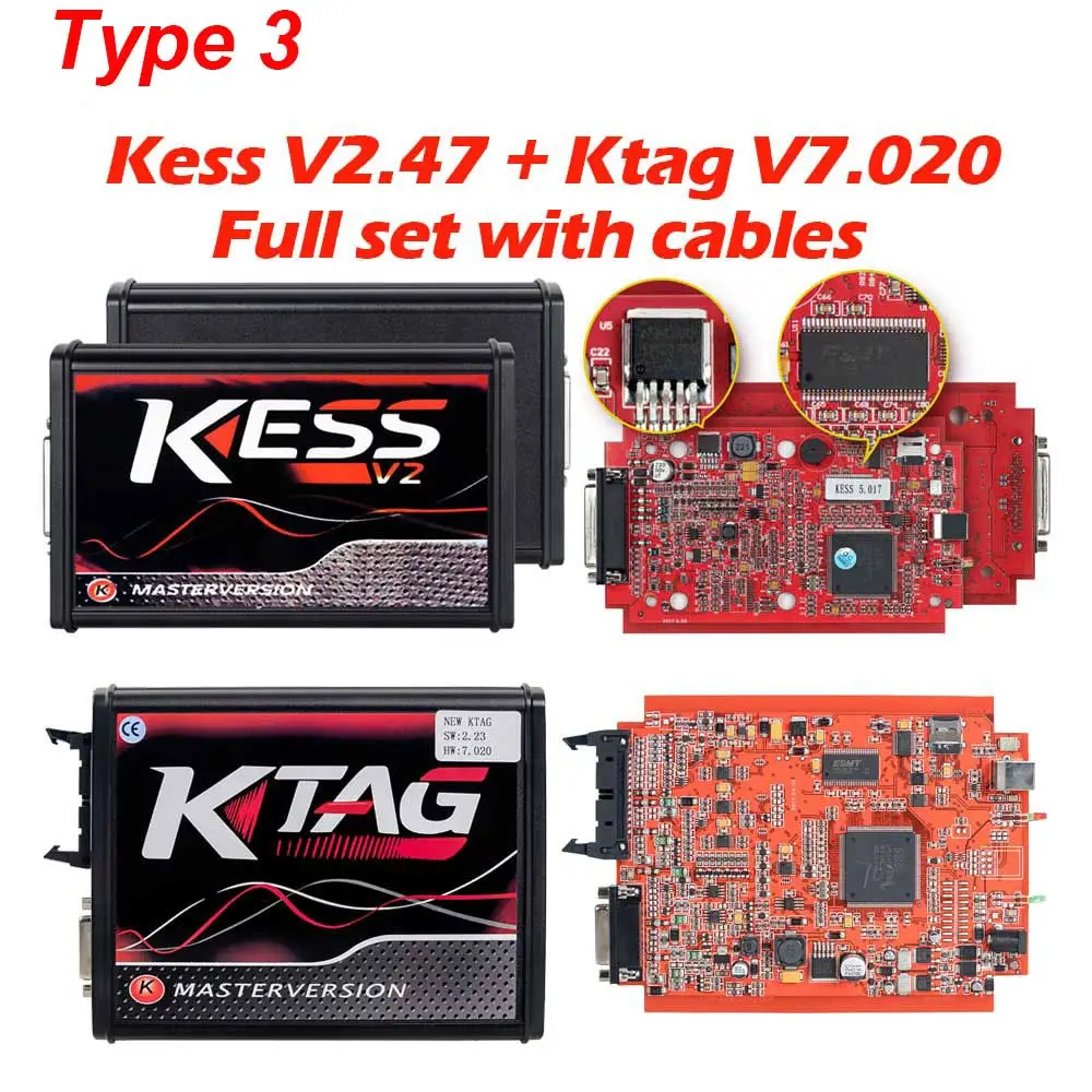 KESS V2.47 KESS V5.017 ktag V7.020 тюнинговый комплект без жетона ограниченный OBD2 менеджер тюнинговый комплект для автомобиля/трактора ЭБУ Программирование - Цвет: Type 3 Kess Ktag