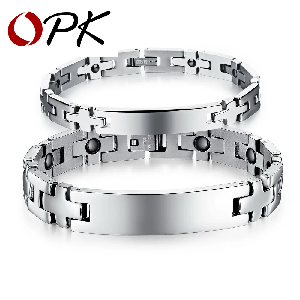 OPK Jewelry Bracelet Healthy Stainless Steel Couple Bracelets Stone Cross Design Chain