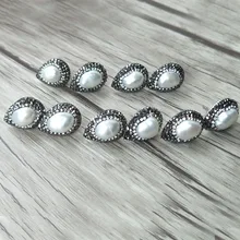 10 пар воды-падение натуральный пресноводный жемчуг серьги гвоздики, с кристаллом Циркон проложенный гвоздик серьги, ювелирные изделия серьги ER325