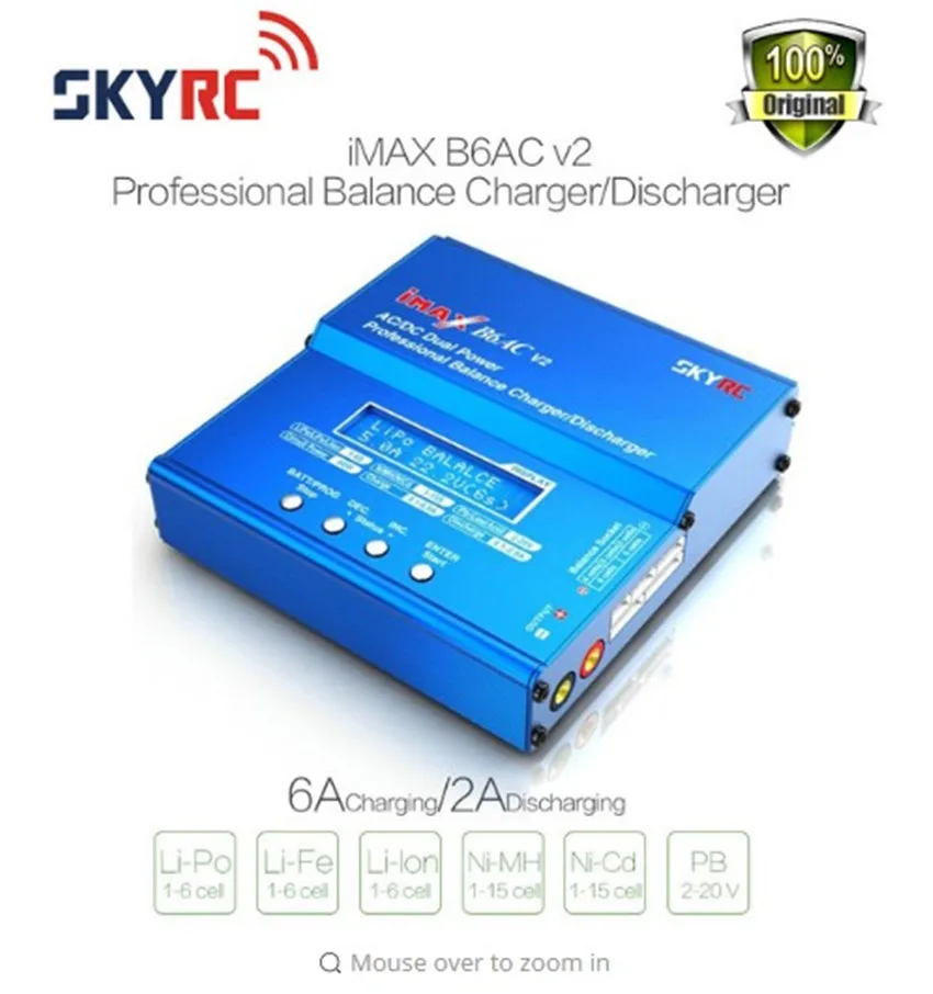 Бесплатная доставка SKYRC iMAX B6AC V2 (6A 50W) балансирующее зарядное устройство/Dis