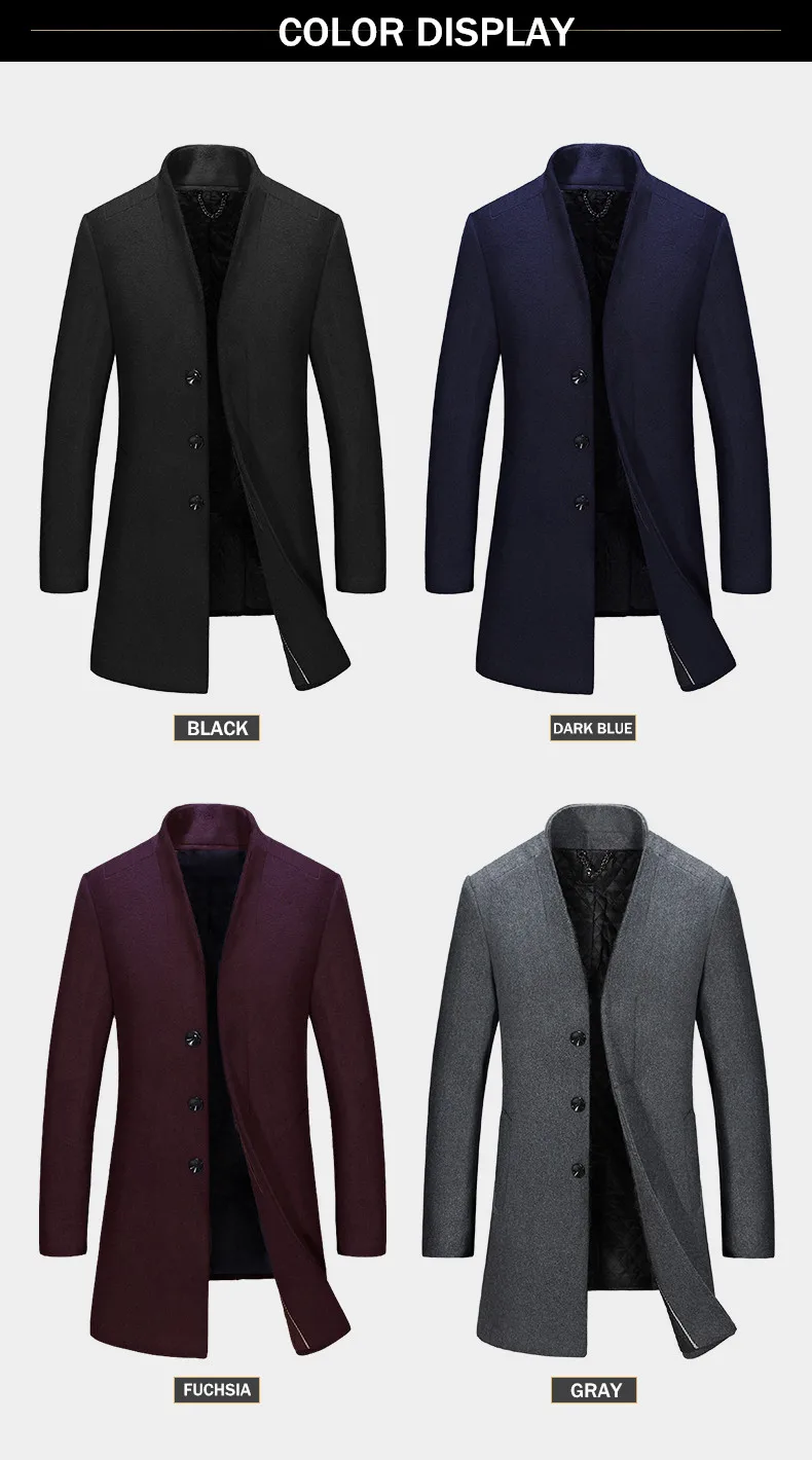 WOLF ZONE длинное пальто для мужчин бизнес повседневное Зимнее Шерстяное приталенное Мужское пальто мужской брендовый Тренч ветронепроницаемая куртка одежда