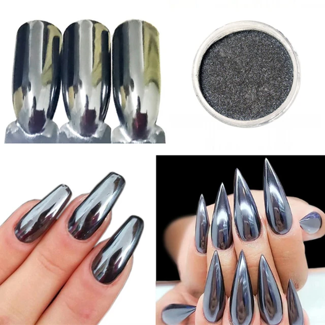 1 Bottle Black Mirror Effect Nail Glitter Powder Dust Chrome Pigment 1 Bottle Black Mirror Effect Nail Glitter Powder Dust Chrome Pigment Shiny Manicure Art Decoration