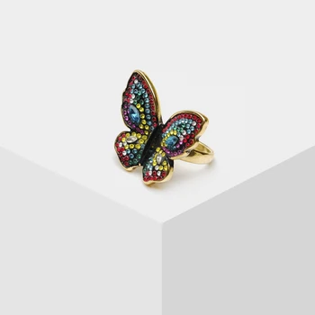 

Amorita boutique fashionable color butterfly ring