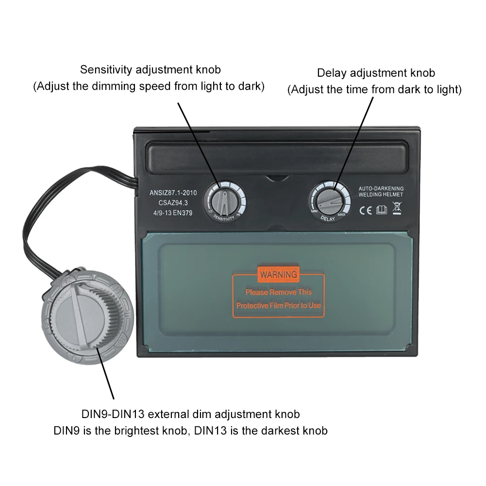 Бесступенчатая Регулировка солнечной батареи Автоматическое затемнение сварочный шлем Объектив/сварочный шлем/Сварочная маска/фильтр