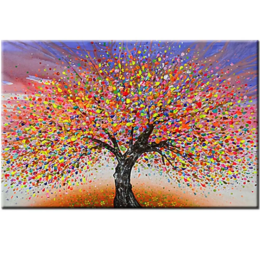 

Hand Painted Abstract Tree Canvas Oil Painting Color Tree Canvas Picture Art Painting Living Room Home Wall Decor Drop Shipping