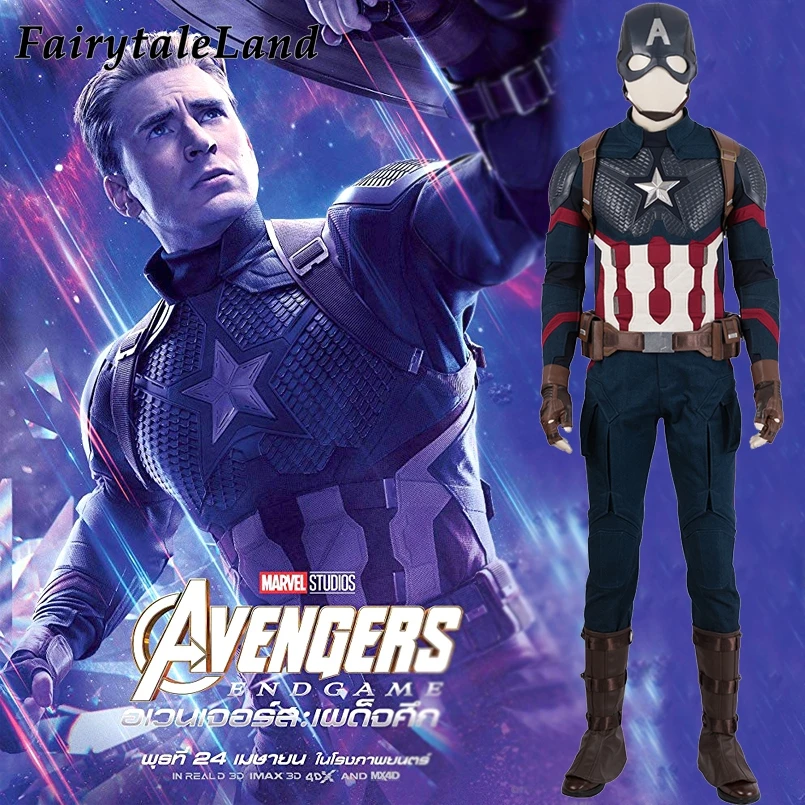 Avengers 4 Captain America costume Halloween Superhero Costumes Steve Rogers Outfit Avengers Endgame Costumes Custom Made