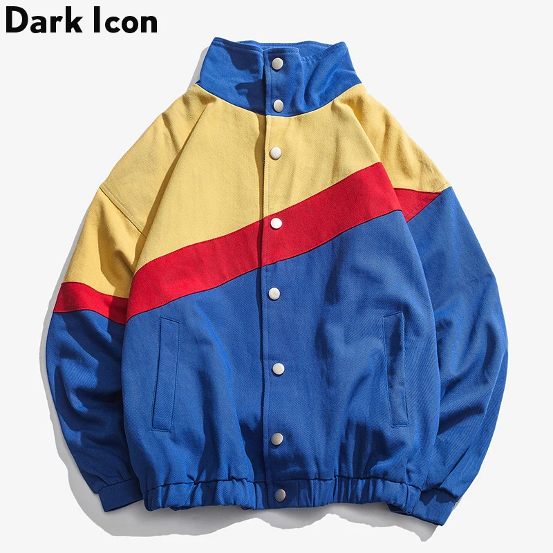 

Dark Icon Color Block Patchwork Men's Jackets Spring Autumn Harajuku Men's Jacket Outwear Men's Clothes 2 Color
