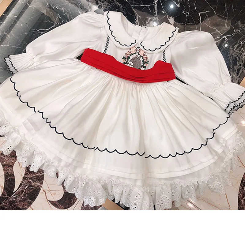 Платье в испанском стиле для маленьких девочек Классические платья принцессы с воротником-куклой для девочек, праздничные Детские платья с оборками в стиле ретро, 2,3 кг#120