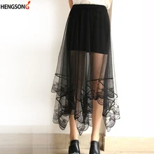 Модные юбки «Ласточкин хвост» Женская юбка для свадебной вечеринки черная белая сетчатая фатиновая юбка эластичная высокая талия плиссированная юбка миди Новинка