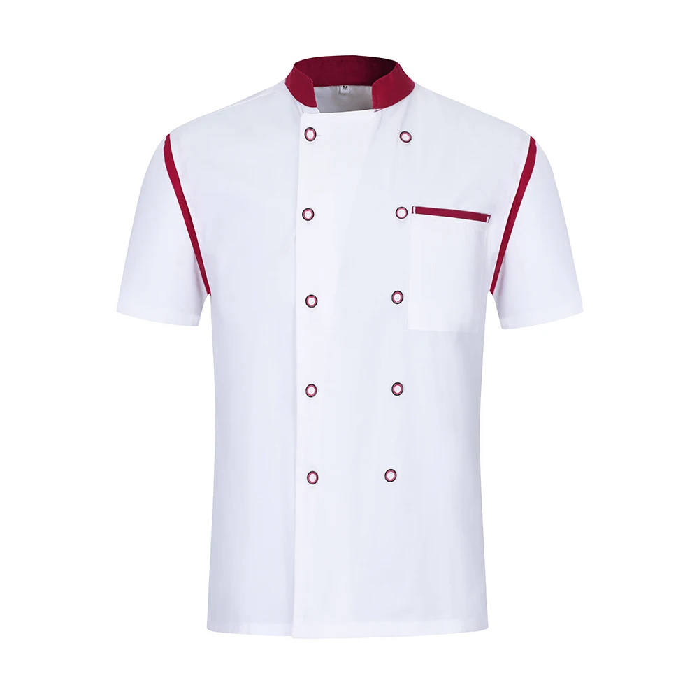 Для мужчин и женщин шеф-повара Униформа с короткими рукавами дышащий лоскутный костюм еда обслуживание Ресторан Кухня унисекс повара рубашка Рабочая одежда