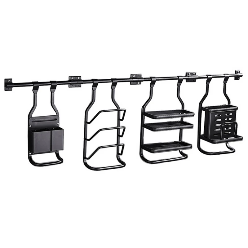  Hongdec Modern design Wall Mount Black and Gold Kitchen Utensils Holder Spice Rack Spoon hook No Dr - 32967189603