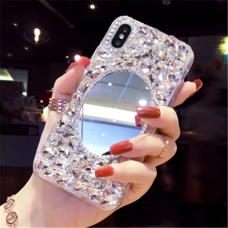 Полностью Алмазный зеркальный чехол для iPhone MAX XS XR X 11 Pro Max 6 7 8 Plus женская мягкая