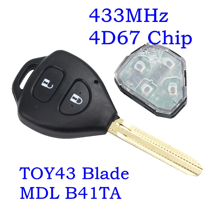 RMLKS Новый дистанционный Ke 2 кнопки 433 МГц G чип для Toyota 2006 2011 HILUX VIGO с чипом 4D67 MDL B41TA