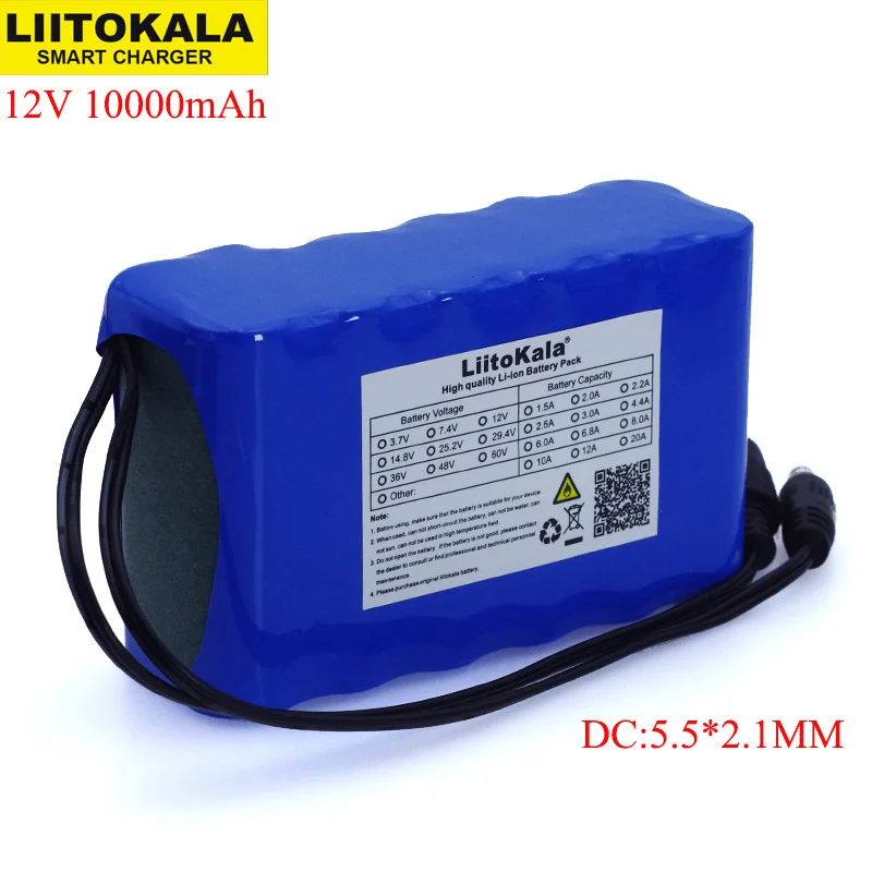 Liitokala 12 в 10 Ач 18650 литий-ионный аккумулятор 10000 мАч с печатной платой BMS постоянный
