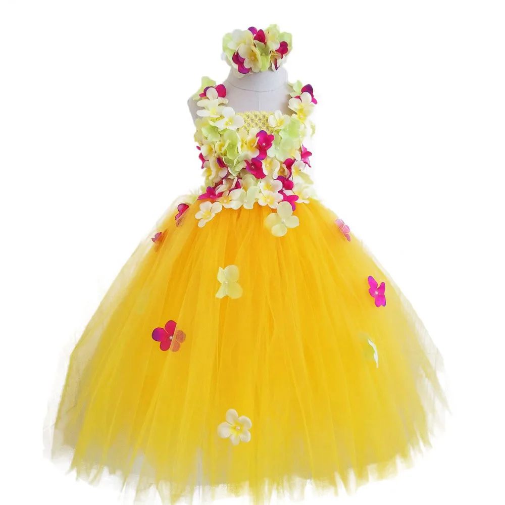 

Hydrangea Flower Girl Wedding Party Dress for Girls Princess Ankle Length Dress Baby Girl Clothing Kids O-neck Sleeveless Dress