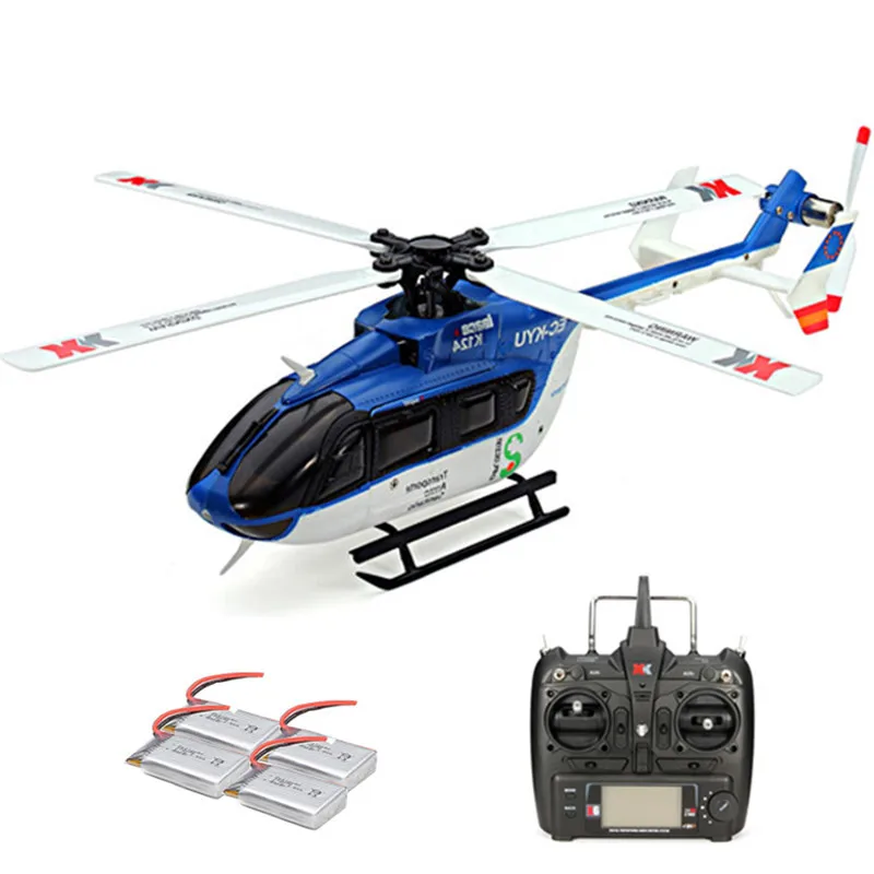 

XK K124 2.4G 6CH Brushless EC145 3D6G System RC Helicopter 4PCS 3.7V 700mAh Lipo Battery Version Compatible