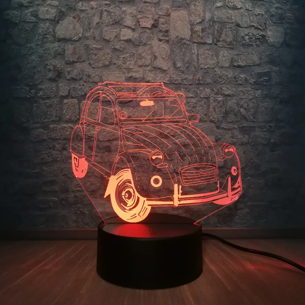 3D лампа Claasic винтажный внедорожник автомобиль 7 цветов Изменение RGB Освещение прохладное для комнаты мальчика Luminaria декоративный светодиодный ночник Рождественские подарки