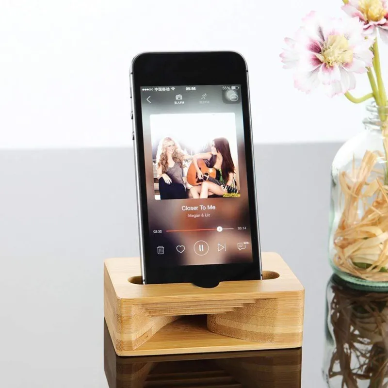 Деревянный держатель для Iphone, усилитель звука, бамбуковый кронштейн, портативный Громкий динамик для телефона, деревянная настольная подставка для samsung