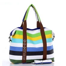 Women Canvas Messenger Bag Female Shoulder Bags Ladies Beach Top-Handle Stripe Tote Shopping Purse Large Handbags Crossbody