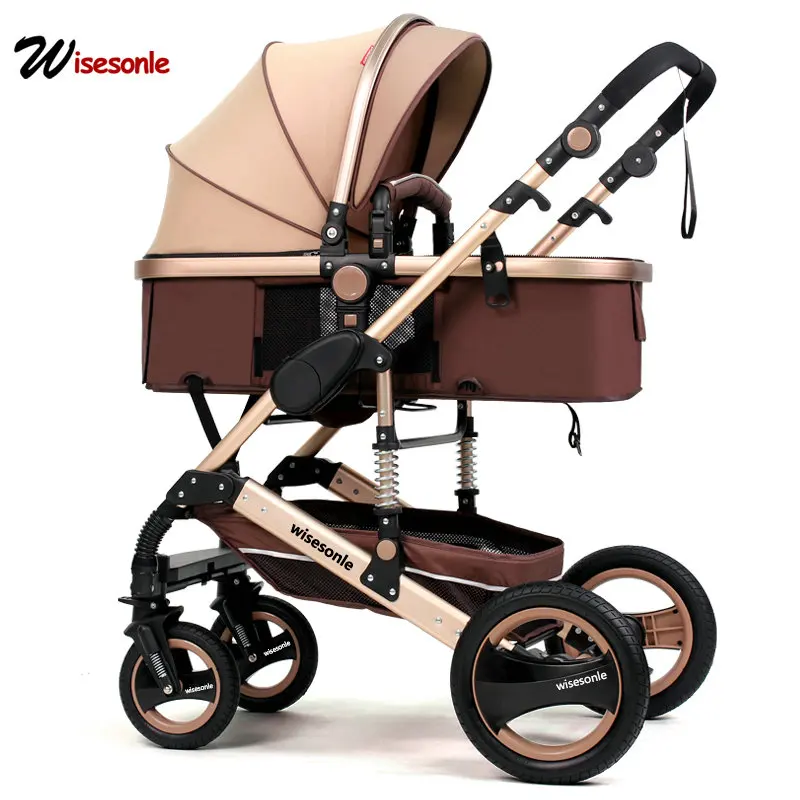 

Wisesonle High landscape baby stroller can sit reclining 0-3 years old two-way shock absorber one button to collect newborn car