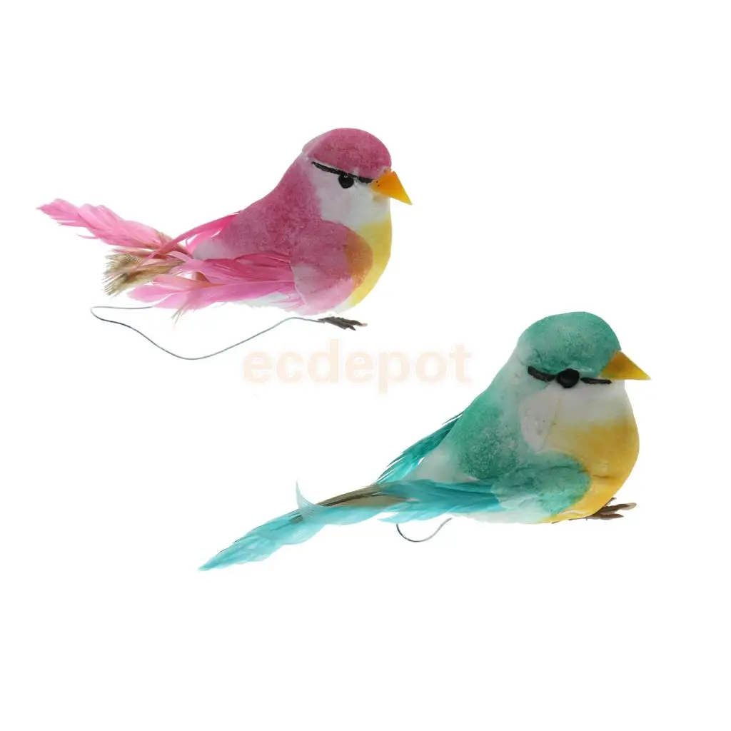 2pcs Artificial Bird Feathered Foam Simulation Bird Home Decor Ornament Craft Figurines Miniatures