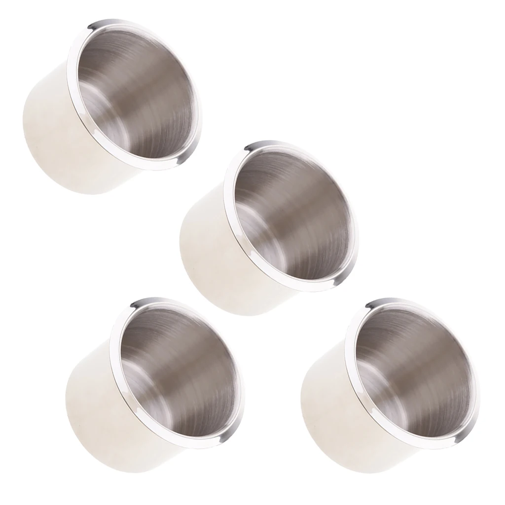 4 Pieces Stainless Steel Cup Drink Holders Recessed Cup Holder RV for Marine Boat Yacht RV Camper Truck - 68x55mm