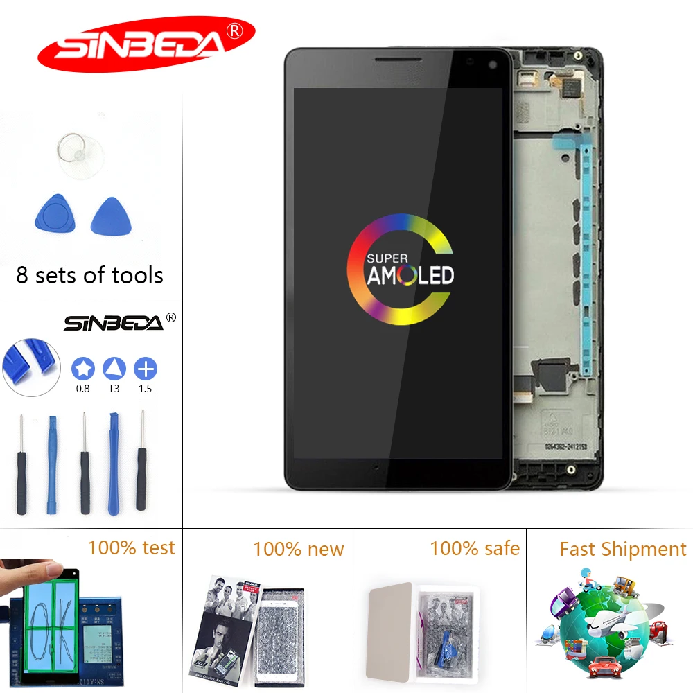 

5.7"Sinbeda Super AMOLED For NOKIA Microsoft Lumia 950XL LCD Touch Screen with Frame For NOKIA Lumia 950 950XL Display RM-1116 *