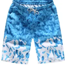 Мужские быстросохнущие пляжные шорты для серфинга, Короткие Свободные Тонкие штаны до колен с принтом и завязками 019