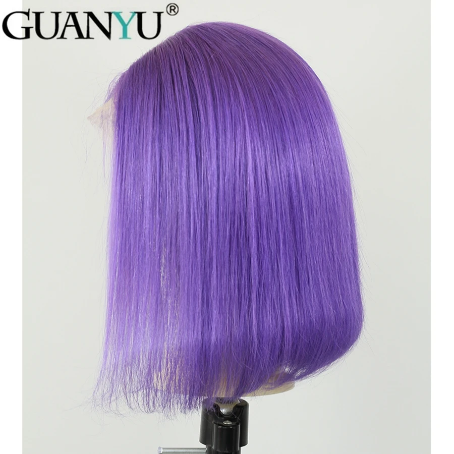 Короткие парики на шнурках 13*4 предварительно сорванные # фиолетовый короткий боб бразильские Remy человеческие волосы прямые 150% плотность