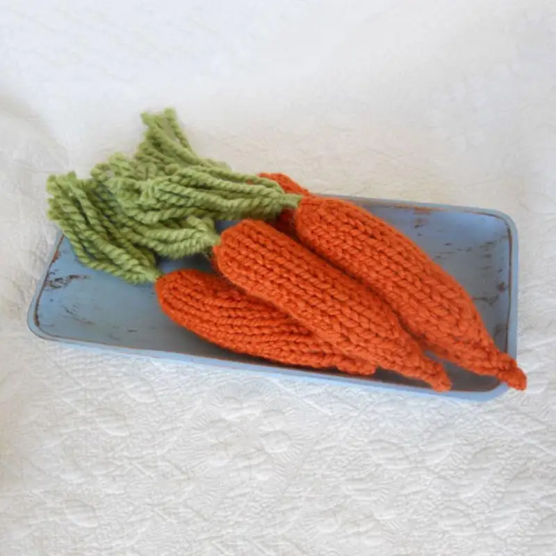 Детская ручная вязаная игрушка в форме моркови, шерсть, реквизит для фотосъемки, плюшевая игрушка для детей, подарок