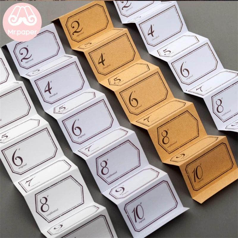 

Mr Paper 10pcs/lot 4 Materials Washi Kraft Butter Writing Paper Memo Pads Sticky Number Notepad Diary Self-Stick Notes Memo Pads