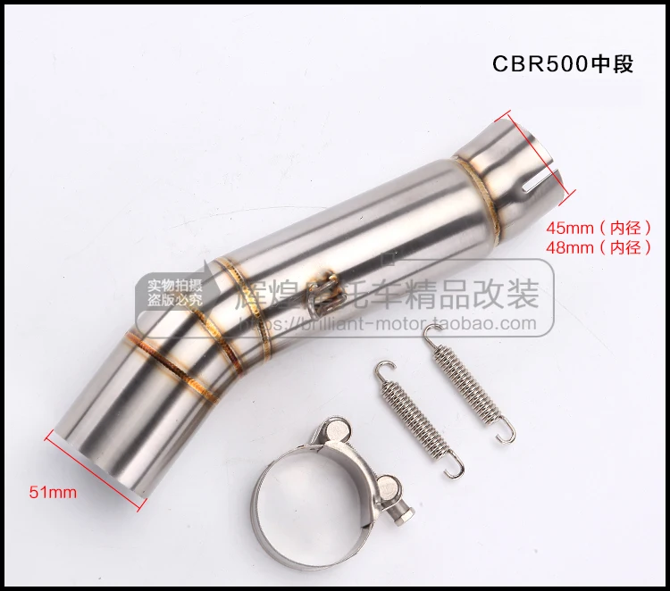 motocicleta Adaptador de conexi/ón de enlace de tubo medio de tubo medio para R25 Tubo intermedio de escape R3 2015-2018