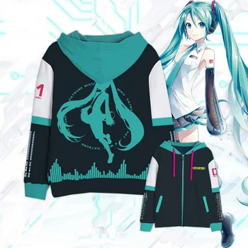 

2018 japan anime Diva Vocaloid Hatsune Miku Cosplay costumes women miku Hoodies sweater coat spring autumn everyday clothing
