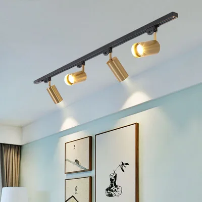 Us 27 39 22 Off Modern Golden Ceiling Lights Wrought Aluminium Led Ceiling Lamps Rail Track Lamps For Living Room Kitchen Home Lighting Fixtures In
